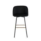 Fran 30" Swivel Fixed-Height Barstool - Set of 2 - Black Metal, Black Velvet, Gold Metal