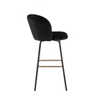 Fran 30" Swivel Fixed-Height Barstool - Set of 2 - Black Metal, Black Velvet, Gold Metal