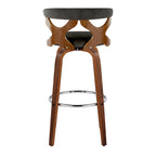 Gardenia 30" Fixed-Height Barstool - Set of 2 - Chrome Metal, Walnut Wood, Charcoal Fabric