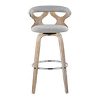 Gardenia 30" Fixed-Height Barstool - Set of 2 - Whitewashed Wood, Chrome Metal, Light Grey Fabric