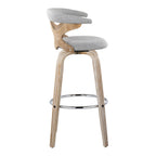Gardenia 30" Fixed-Height Barstool - Set of 2 - Whitewashed Wood, Chrome Metal, Light Grey Fabric