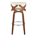Gardenia 30" Fixed-Height Barstool - Set of 2 - Walnut Wood, Cream PU, Chrome Metal