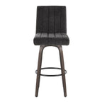 Hank 30" Fixed-Height Barstool - Set of 2 - Walnut Glazed Wood, Black Fabric, Black Metal