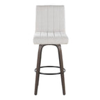 Hank 30" Fixed-Height Barstool - Set of 2 - Walnut Glazed Wood, Light Grey Fabric, Black Metal