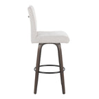 Hank 30" Fixed-Height Barstool - Set of 2 - Walnut Glazed Wood, Light Grey Fabric, Black Metal