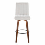 Hank 30" Fixed-Height Barstool - Set of 2 - Walnut Wood, Light Grey Fabric, Black Metal