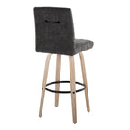 Hank 30" Fixed-Height Barstool - Set of 2 - Whitewashed Wood, Black Fabric, Black Metal