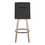 Hank 30" Fixed-Height Barstool - Set of 2 - Whitewashed Wood, Black Fabric, Black Metal