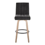 Hank 30" Fixed-Height Barstool - Set of 2 - Whitewashed Wood, Black Fabric, Black Metal