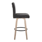 Hank 30" Fixed-Height Barstool - Set of 2 - Whitewashed Wood, Black Fabric, Black Metal