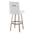 Hank 30" Fixed-Height Barstool - Set of 2 - Whitewashed Wood, Light Grey Fabric, Black Metal