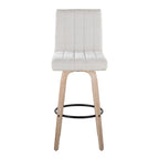 Hank 30" Fixed-Height Barstool - Set of 2 - Whitewashed Wood, Light Grey Fabric, Black Metal