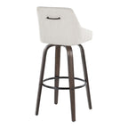 Hannah 30" Fixed-Height Barstool - Set of 2 - Walnut Glazed Wood, Cream Fabric, Black Metal