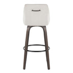 Hannah 30" Fixed-Height Barstool - Set of 2 - Walnut Glazed Wood, Cream Fabric, Black Metal