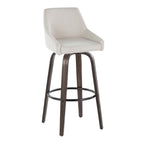Hannah 30" Fixed-Height Barstool - Set of 2 - Walnut Glazed Wood, Cream Fabric, Black Metal