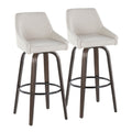 Hannah 30" Fixed-Height Barstool - Set of 2 - Walnut Glazed Wood, Cream Fabric, Black Metal