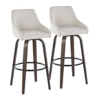 Hannah 30" Fixed-Height Barstool - Set of 2 - Walnut Glazed Wood, Cream Fabric, Black Metal