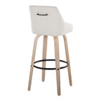 Hannah 30" Fixed-Height Barstool - Set of 2 - Whitewashed Wood, Cream Fabric, Black Metal