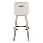 Hannah 30" Fixed-Height Barstool - Set of 2 - Whitewashed Wood, Cream Fabric, Black Metal