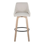 Hannah 30" Fixed-Height Barstool - Set of 2 - Whitewashed Wood, Cream Fabric, Black Metal