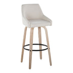 Hannah 30" Fixed-Height Barstool - Set of 2 - Whitewashed Wood, Cream Fabric, Black Metal