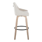 Hannah 30" Fixed-Height Barstool - Set of 2 - Whitewashed Wood, Cream Fabric, Black Metal