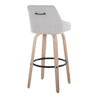 Hannah 30" Fixed-Height Barstool - Set of 2 - Whitewashed Wood, Grey Fabric, Black Metal