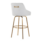 Hannah 30" Fixed-Height Barstool - Set of 2 - Gold Metal, White PU