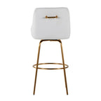 Hannah 30" Fixed-Height Barstool - Set of 2 - Gold Metal, White PU