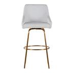 Hannah 30" Fixed-Height Barstool - Set of 2 - Gold Metal, White PU