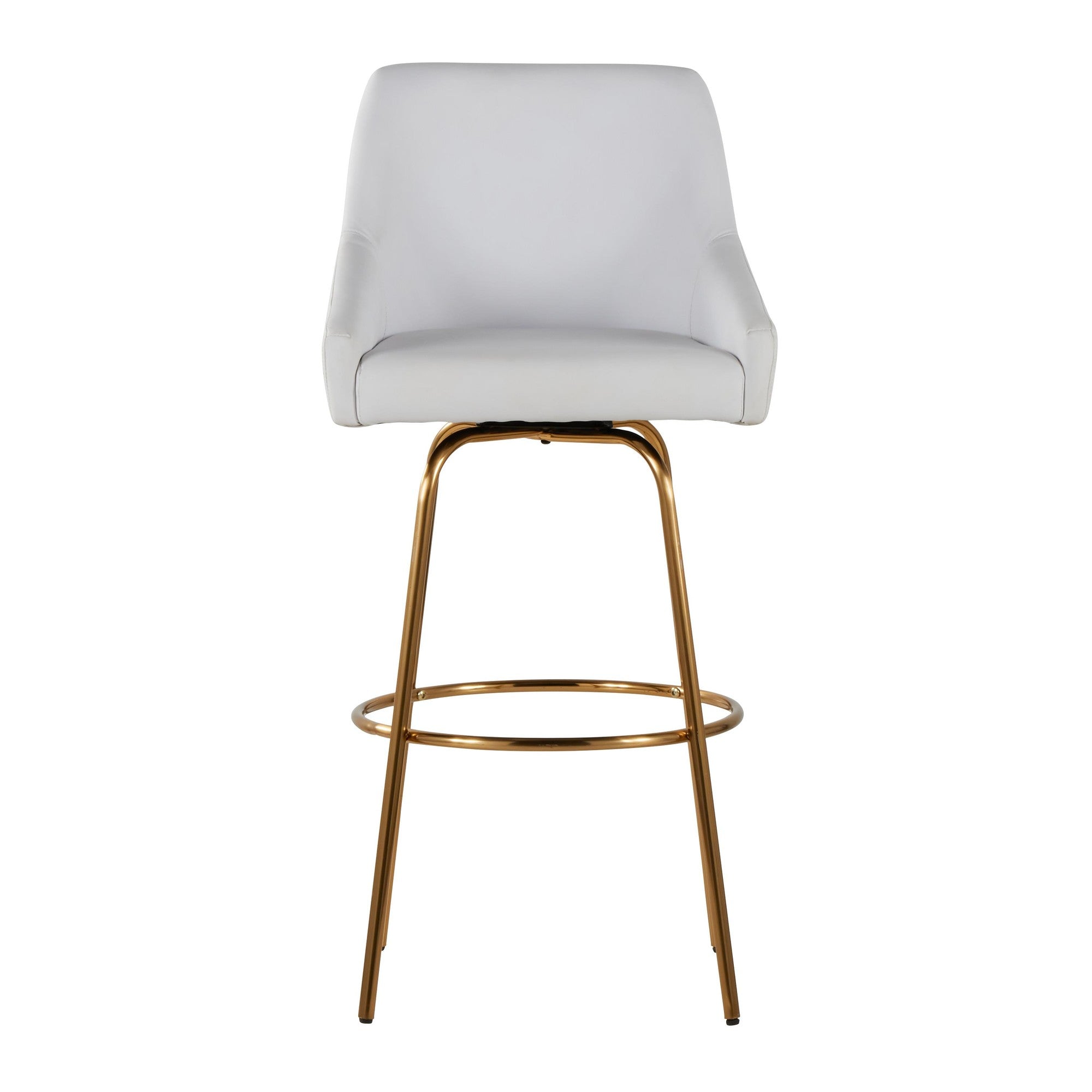 Hannah 30" Fixed-Height Barstool - Set of 2 - Gold Metal, White PU