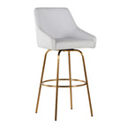 Hannah 30" Fixed-Height Barstool - Set of 2 - Gold Metal, White PU