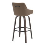 Hannah 30" Fixed-Height Barstool - Set of 2 - Walnut Glazed Wood, Brown PU, Black Metal