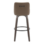 Hannah 30" Fixed-Height Barstool - Set of 2 - Walnut Glazed Wood, Brown PU, Black Metal