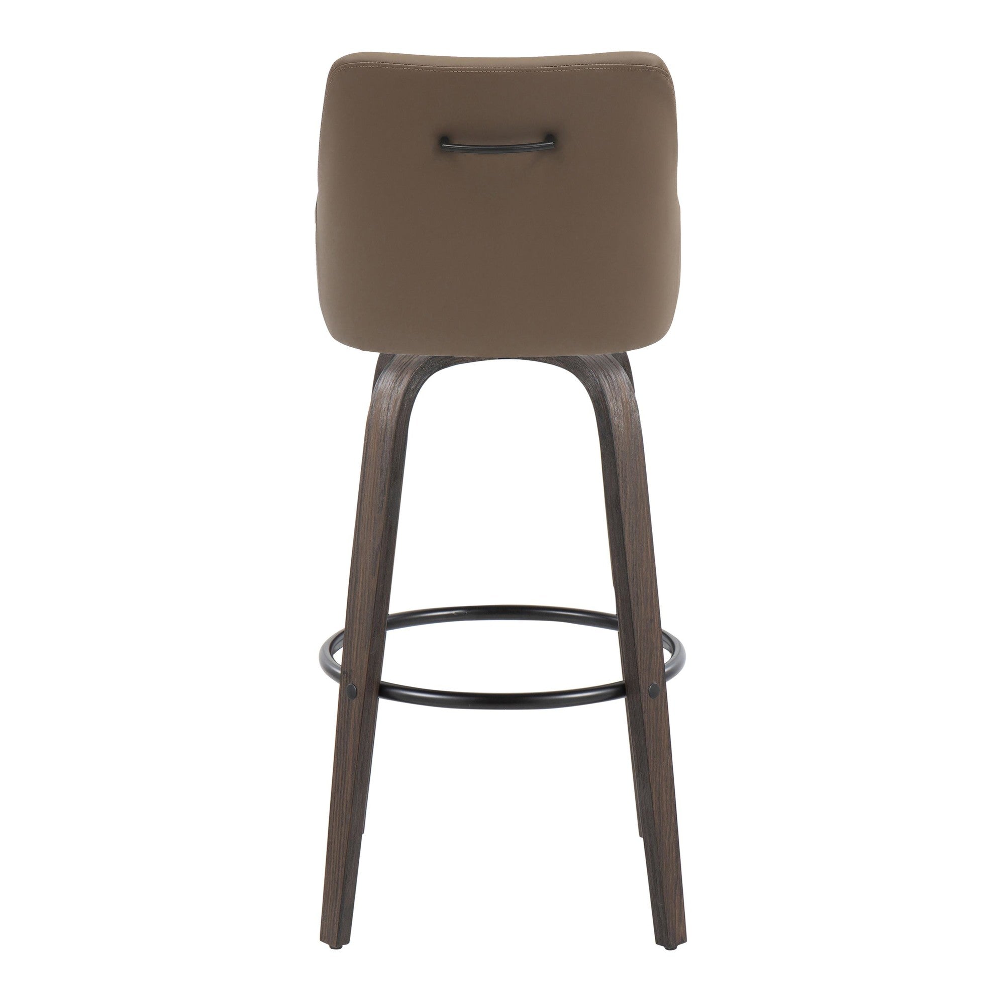 Hannah 30" Fixed-Height Barstool - Set of 2 - Walnut Glazed Wood, Brown PU, Black Metal