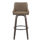 Hannah 30" Fixed-Height Barstool - Set of 2 - Walnut Glazed Wood, Brown PU, Black Metal
