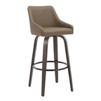 Hannah 30" Fixed-Height Barstool - Set of 2 - Walnut Glazed Wood, Brown PU, Black Metal
