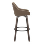 Hannah 30" Fixed-Height Barstool - Set of 2 - Walnut Glazed Wood, Brown PU, Black Metal