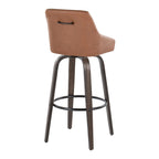 Hannah 30" Fixed-Height Barstool - Set of 2 - Walnut Glazed Wood, Camel PU, Black Metal