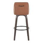 Hannah 30" Fixed-Height Barstool - Set of 2 - Walnut Glazed Wood, Camel PU, Black Metal