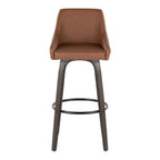Hannah 30" Fixed-Height Barstool - Set of 2 - Walnut Glazed Wood, Camel PU, Black Metal