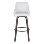 Hannah 30" Fixed-Height Barstool - Set of 2 - Walnut Glazed Wood, White PU, Gold Metal, Black Metal