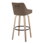 Hannah 30" Fixed-Height Barstool - Set of 2 - Whitewashed Wood, Brown PU, Black Metal