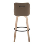 Hannah 30" Fixed-Height Barstool - Set of 2 - Whitewashed Wood, Brown PU, Black Metal