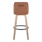 Hannah 30" Fixed-Height Barstool - Set of 2 - Whitewashed Wood, Camel PU, Black Metal