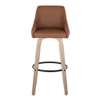 Hannah 30" Fixed-Height Barstool - Set of 2 - Whitewashed Wood, Camel PU, Black Metal
