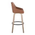 Hannah 30" Fixed-Height Barstool - Set of 2 - Whitewashed Wood, Camel PU, Black Metal