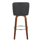 Henry 30" Fixed-Height Barstool - Set of 2 - Walnut Wood, Black PU, Chrome Metal