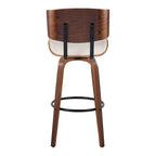Lombardi 30" Fixed-Height Barstool - Set of 2 - Walnut Wood, Black Metal, Cream PU