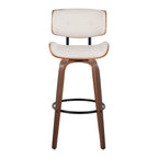 Lombardi 30" Fixed-Height Barstool - Set of 2 - Walnut Wood, Black Metal, Cream PU